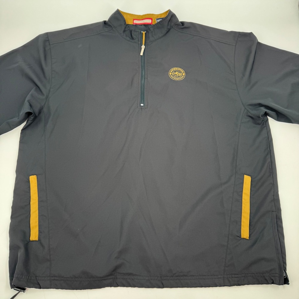 Michelbook Country Club Mens Pullover Golf Jacket XL Black Yellow Quarter Zip